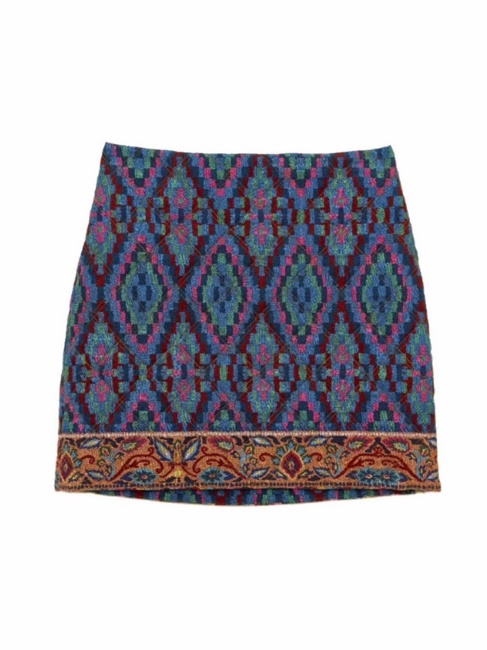 FARM RIO Tapestry Scarf Blue Mini Skirt M